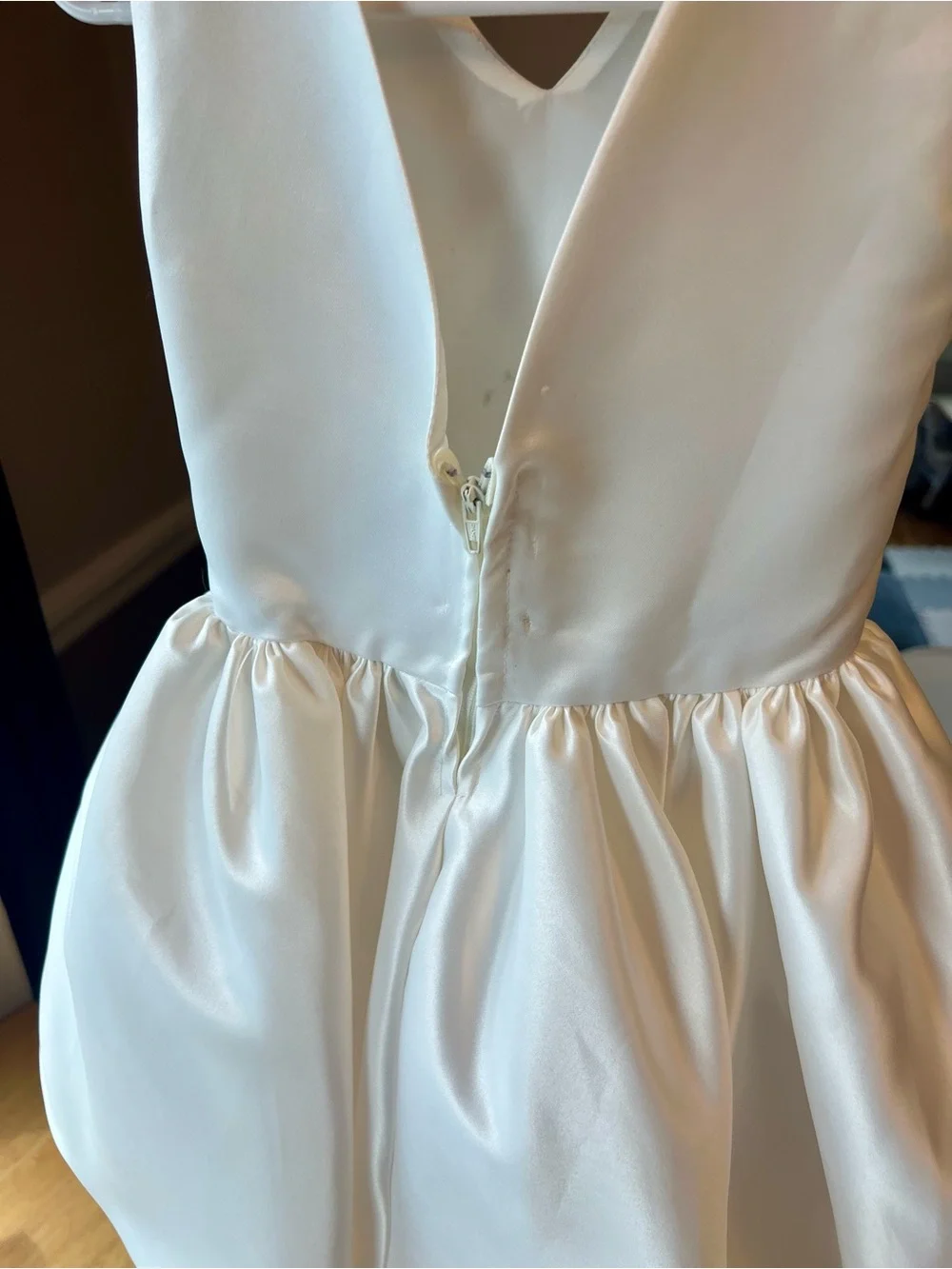 Ivory V-Neck Flower Girl or Baptism Dress